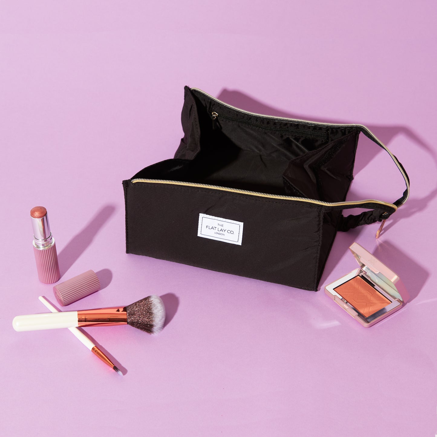 Classic Black Flat Lay Makeup Box Bag