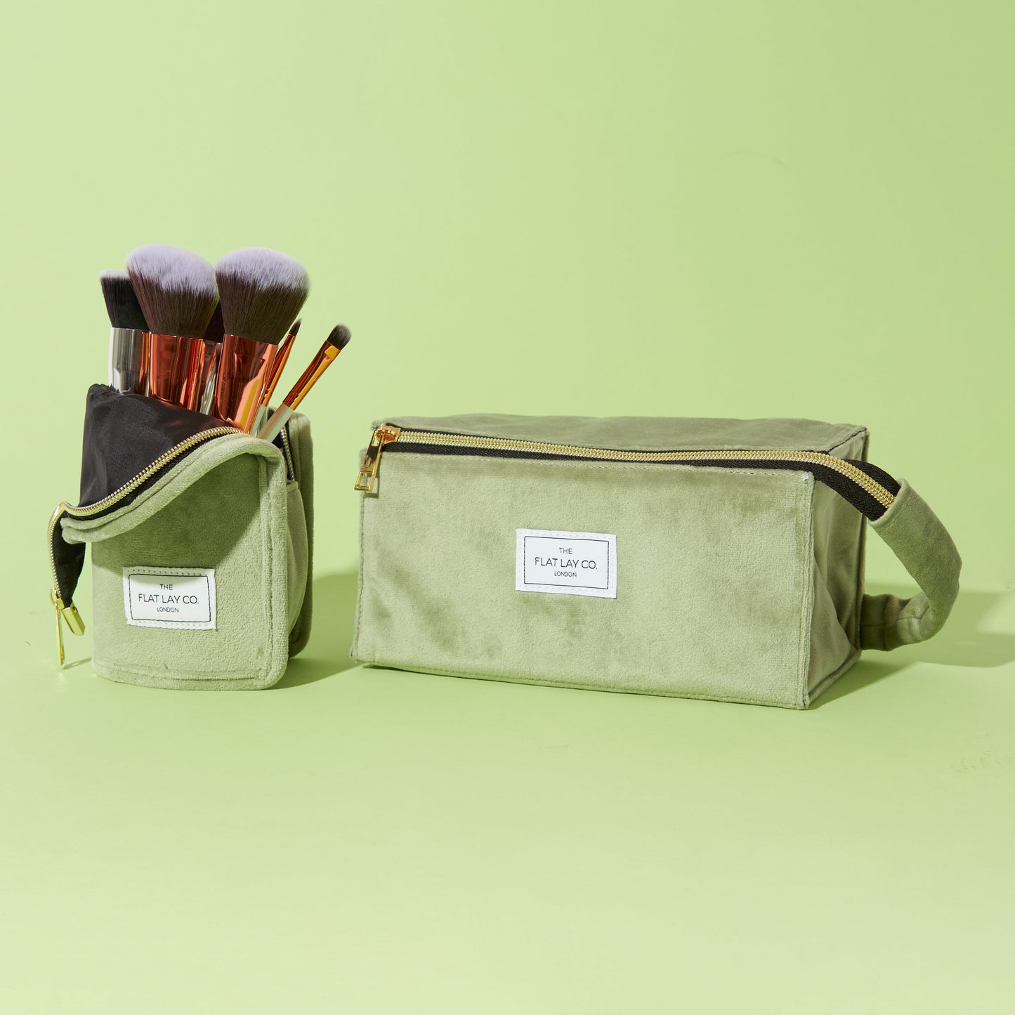 Standing Brush Case - Sage Green Velvet