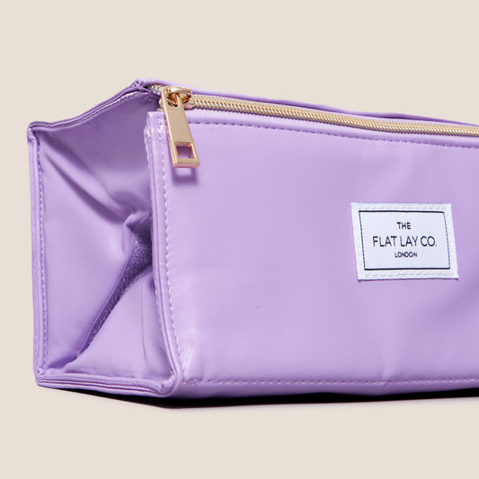 Flat Lay Makeup Box Bag - Vegan Leather Monochrome Lilac
