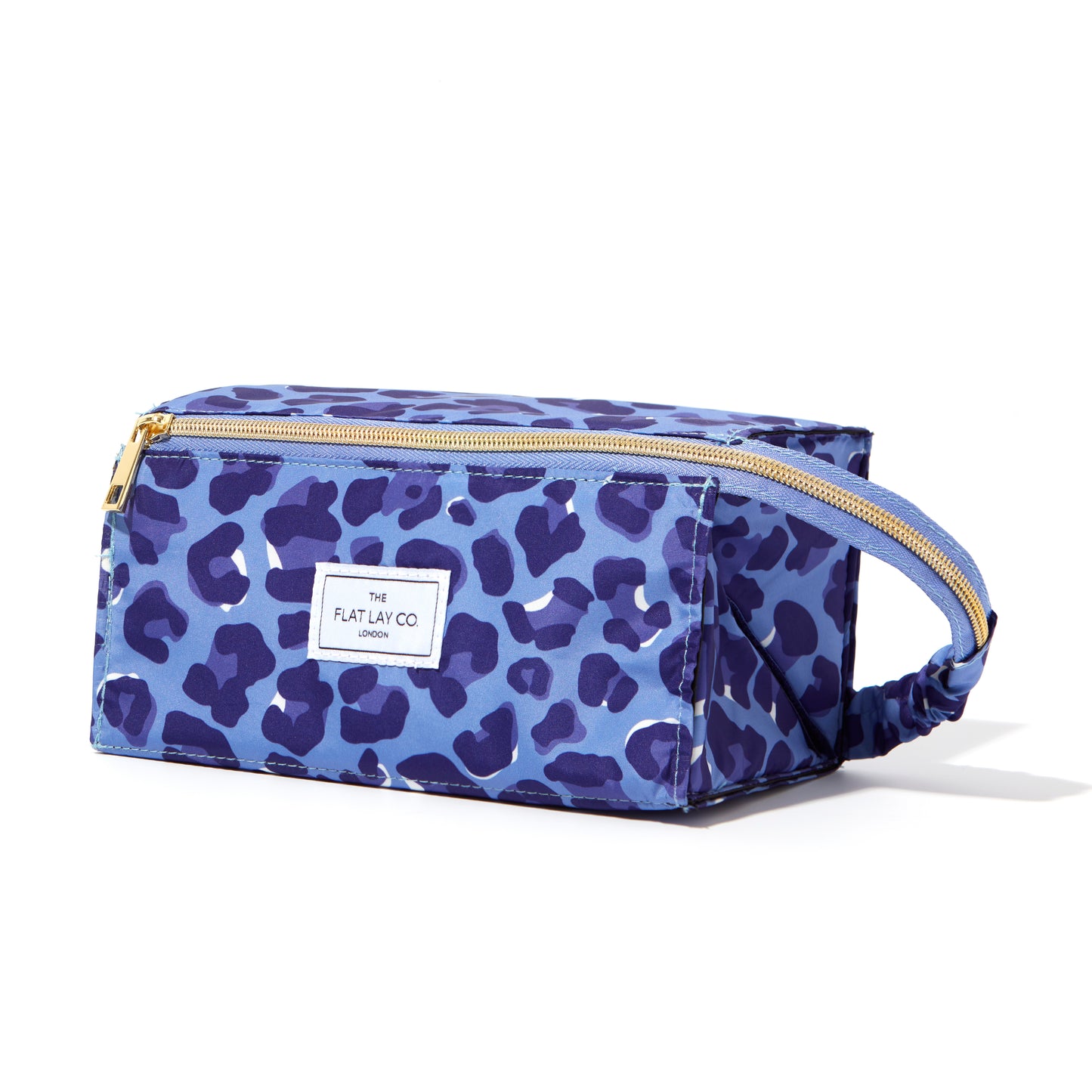 Flat Lay Makeup Box Bag - Blue Leopard