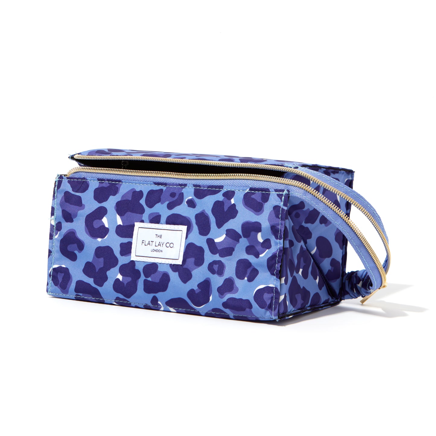 Flat Lay Makeup Box Bag - Blue Leopard