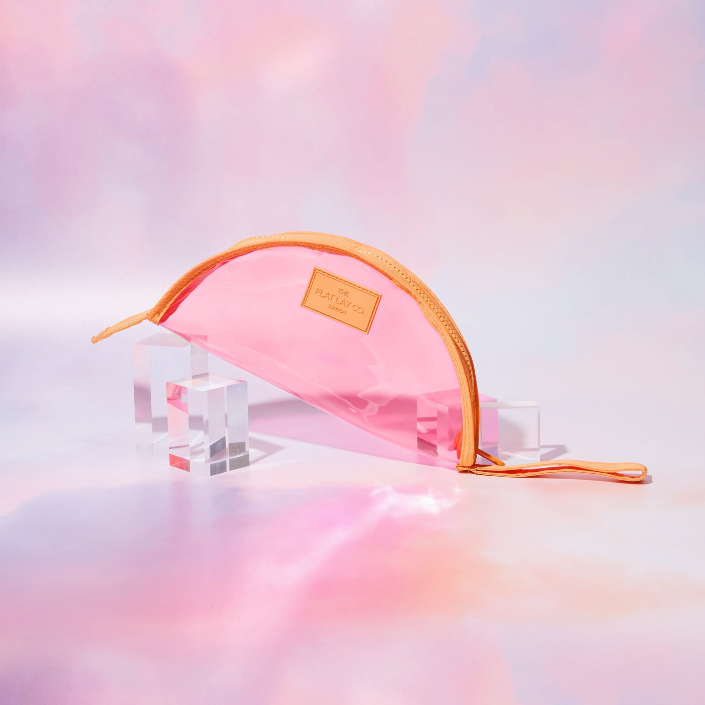 Jelly Lunar Flat Lay Makeup Pouch - Pink and Orange