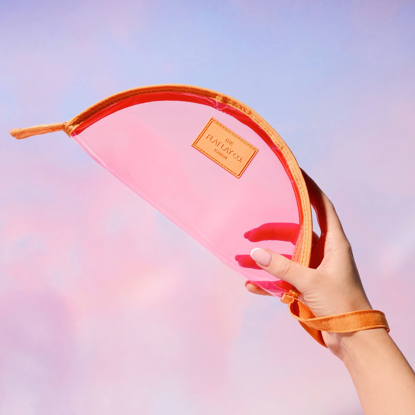 Jelly Lunar Flat Lay Makeup Pouch - Pink and Orange