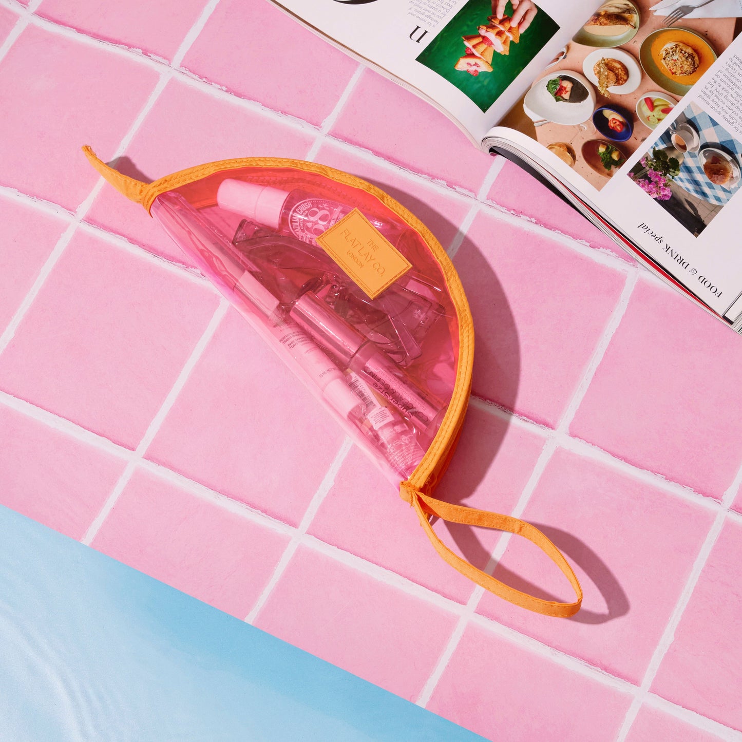 Jelly Lunar Flat Lay Makeup Pouch - Pink and Orange