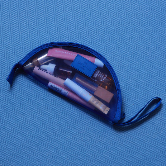 Mesh Lunar Flat Lay Makeup Pouch - Cobalt Blue