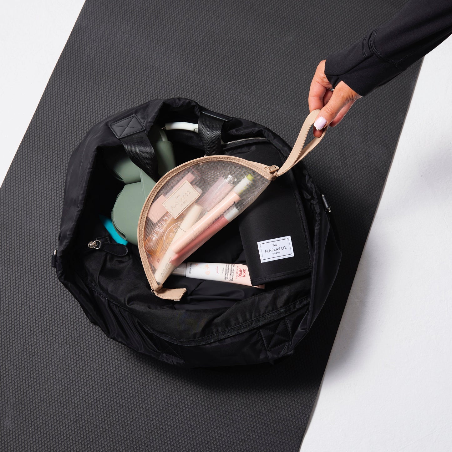 Taupe Mesh Lunar Flat Lay Makeup Pouch