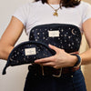 Box Bag & Lunar Pouch Bundle - Celestial Blue Embroidered Velvet