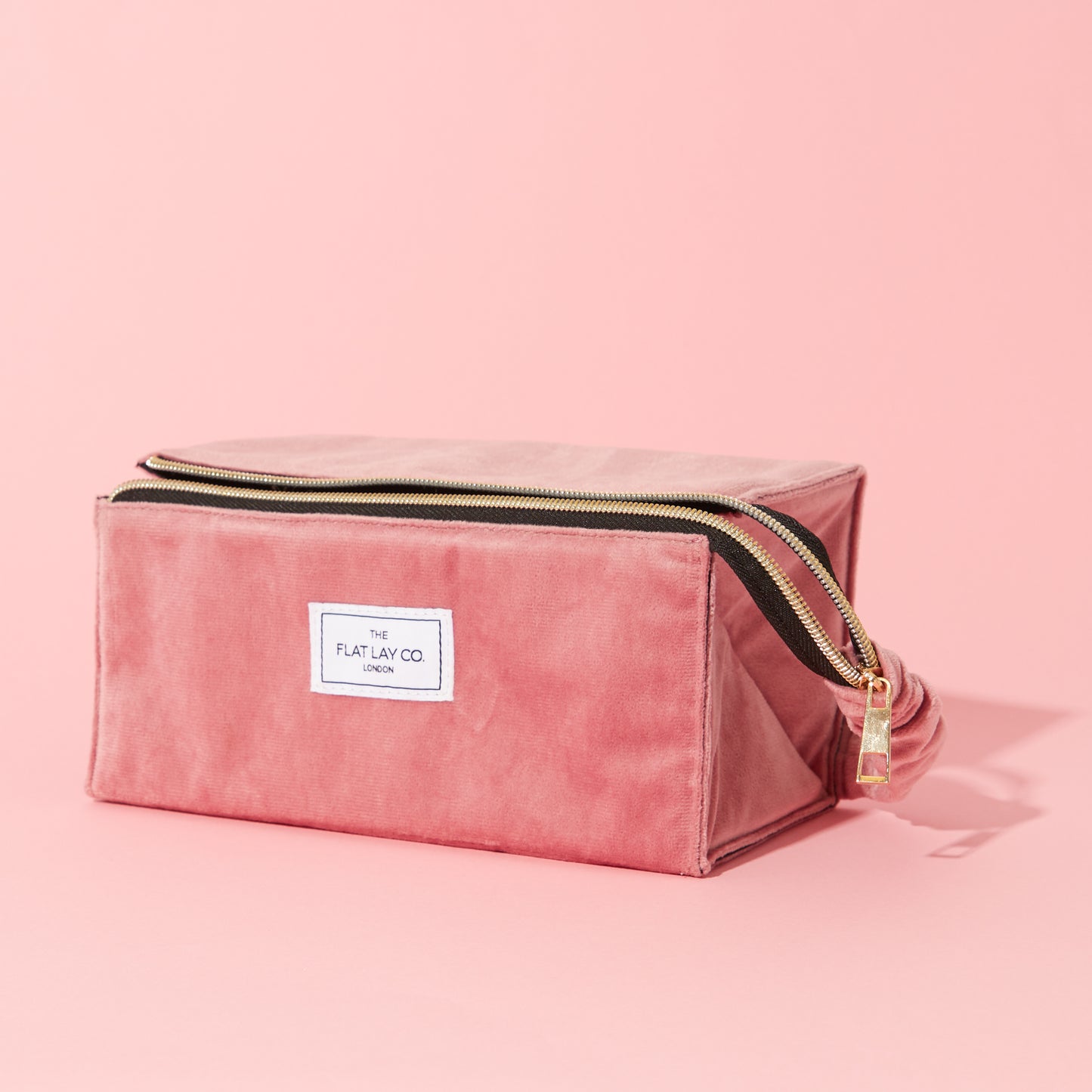 Flat Lay Makeup Box Bag - Pink Velvet