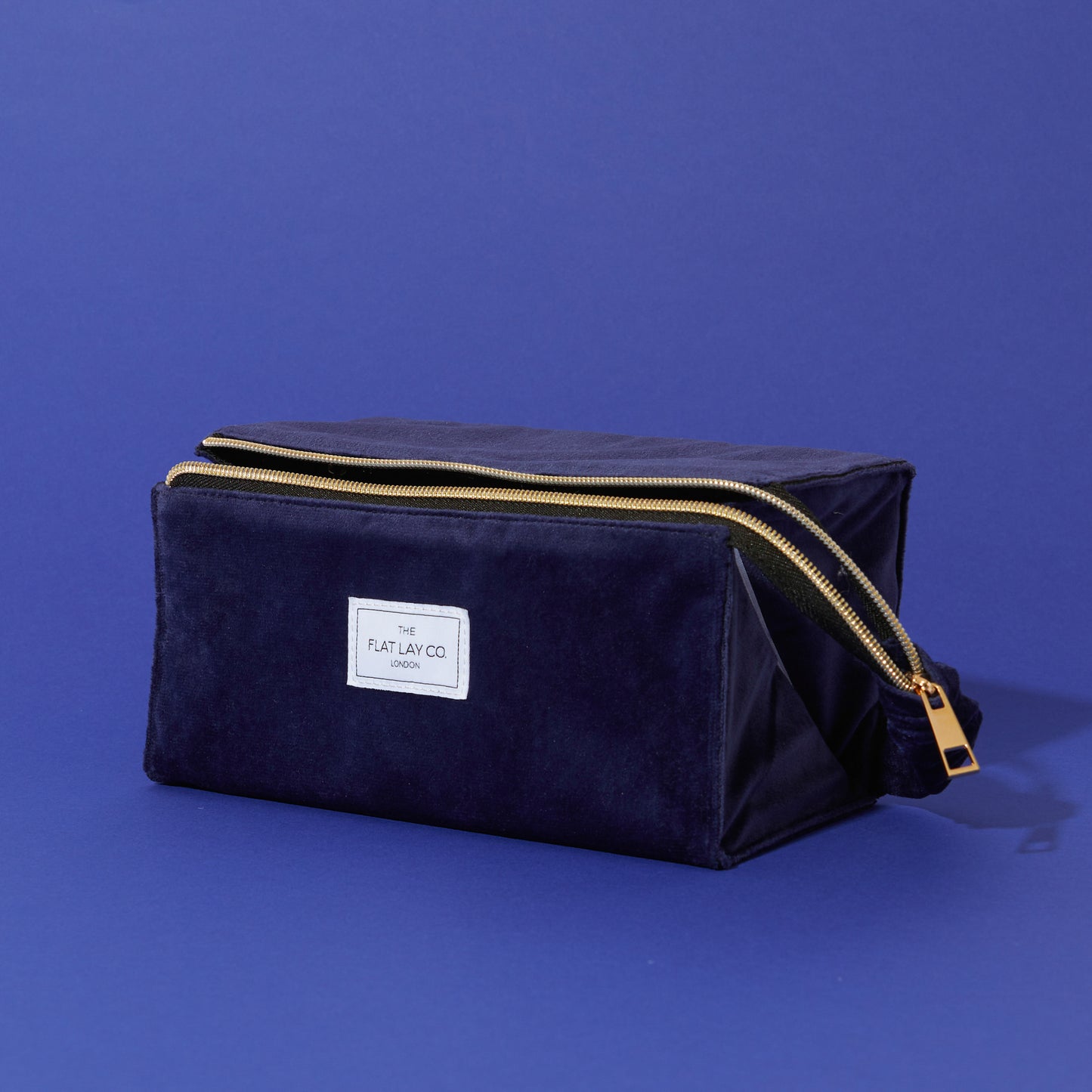 Flat Lay Makeup Box Bag - Deep Blue Velvet