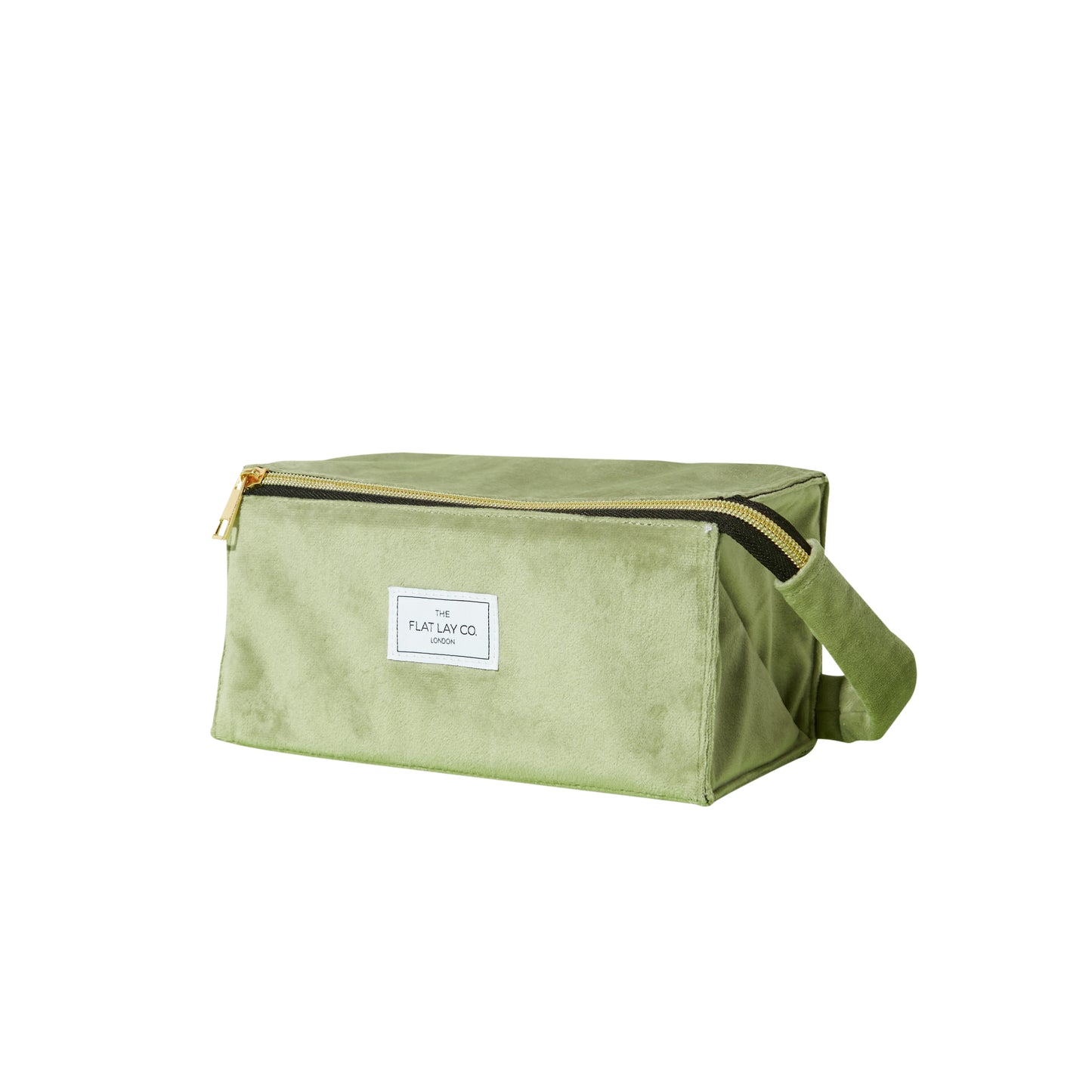 Flat Lay Makeup Box Bag - Sage Green Velvet