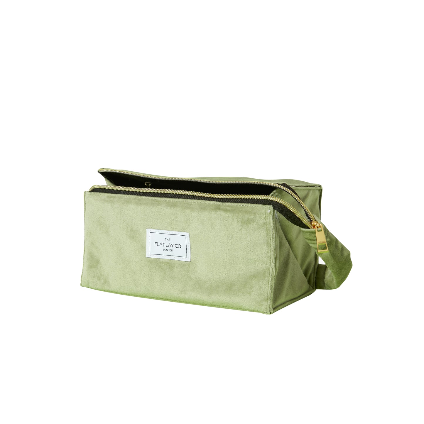 Flat Lay Makeup Box Bag - Sage Green Velvet