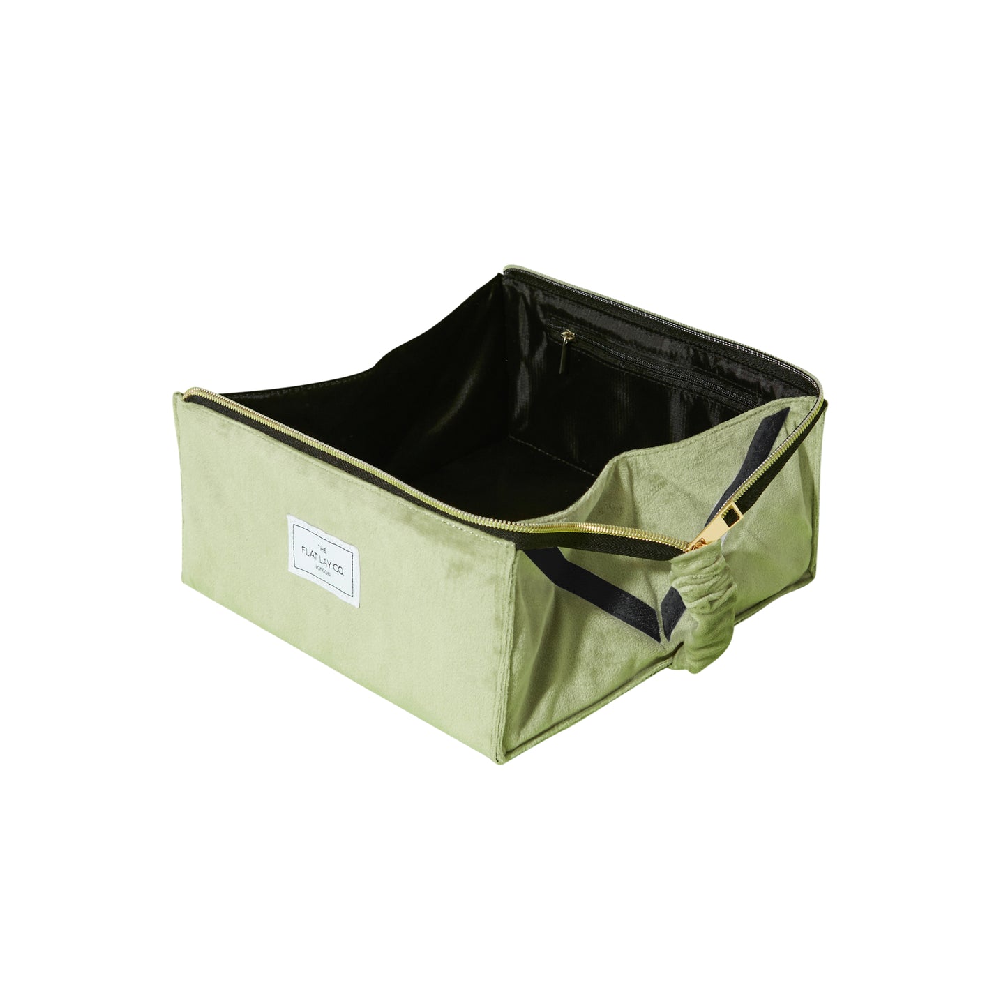 Flat Lay Makeup Box Bag - Sage Green Velvet