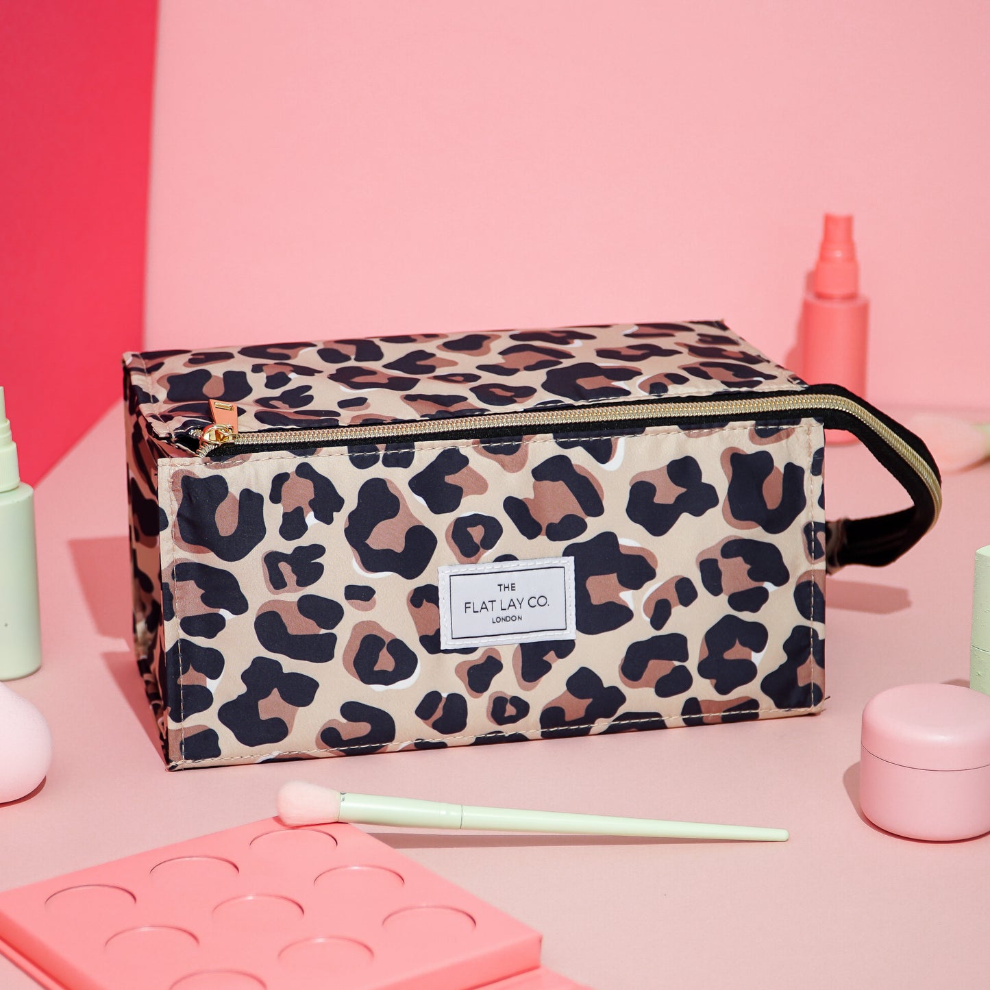 XXL Flat Lay Makeup Box Bag - Leopard Print