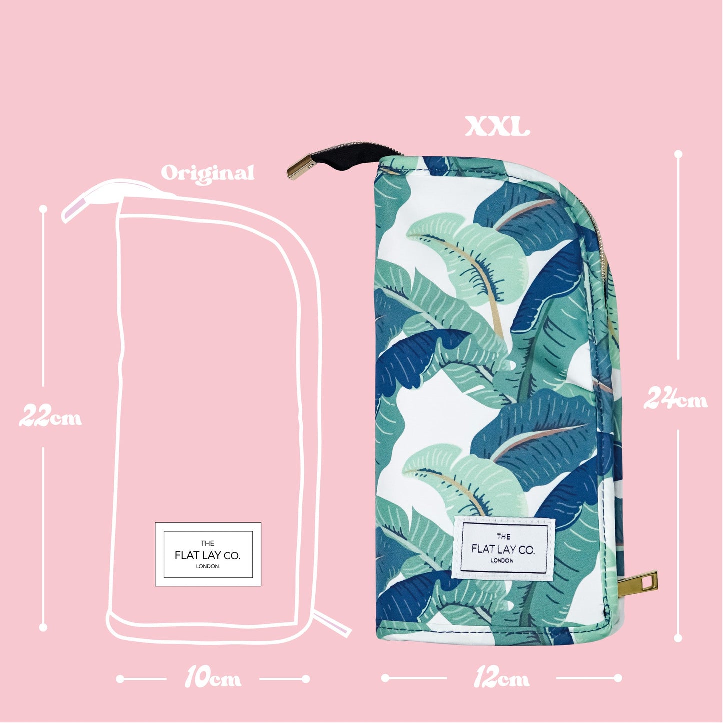 XXL Standing Makeup Brush Case - Tropical Leaves