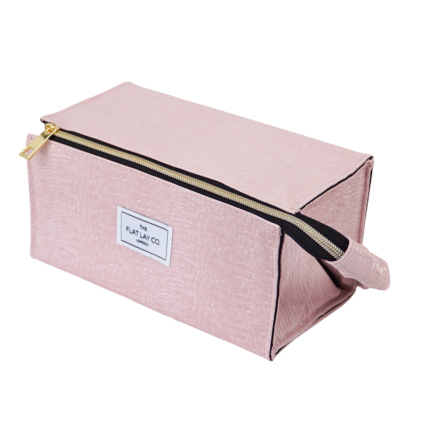 Flat Lay Makeup Box Bag - Pink Croc