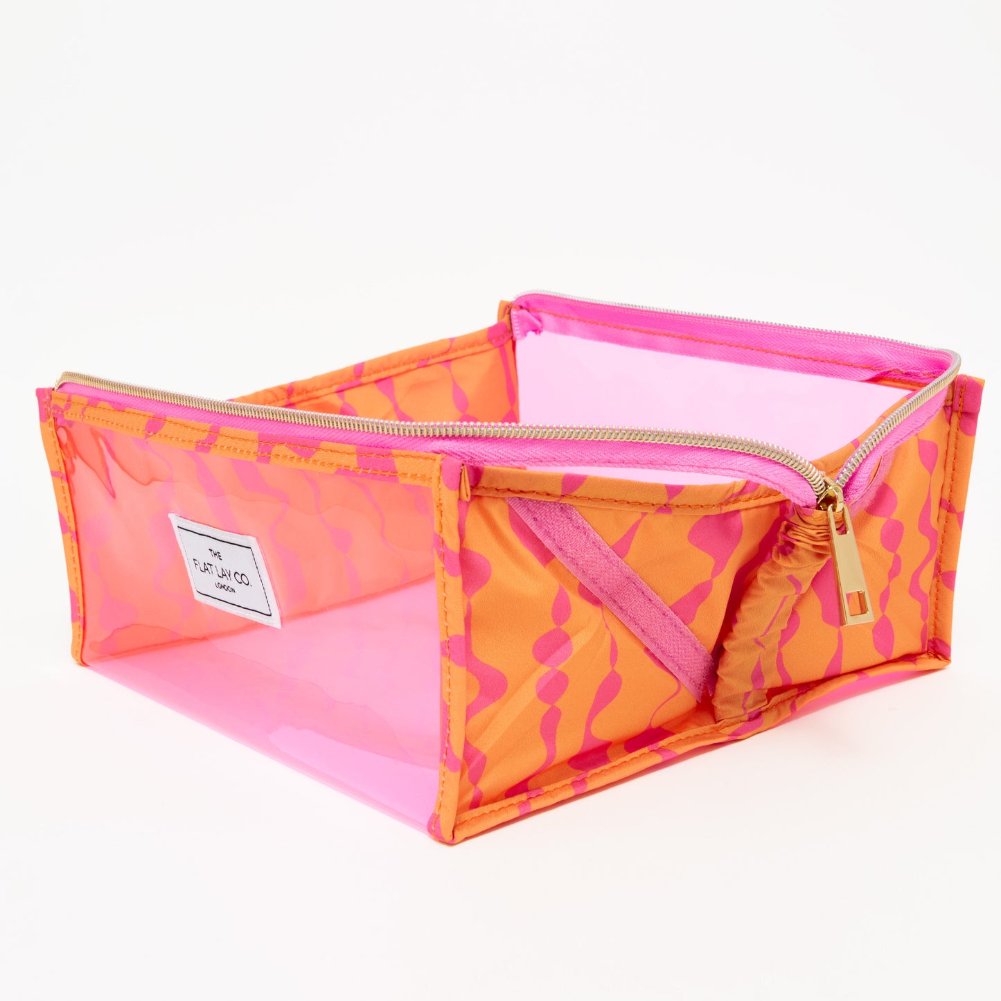 Jelly Flat Lay Makeup Box Bag - Orange Squiggle