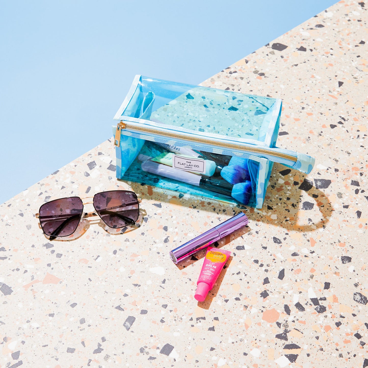 Jelly Flat Lay Makeup Box Bag - Blue Splash