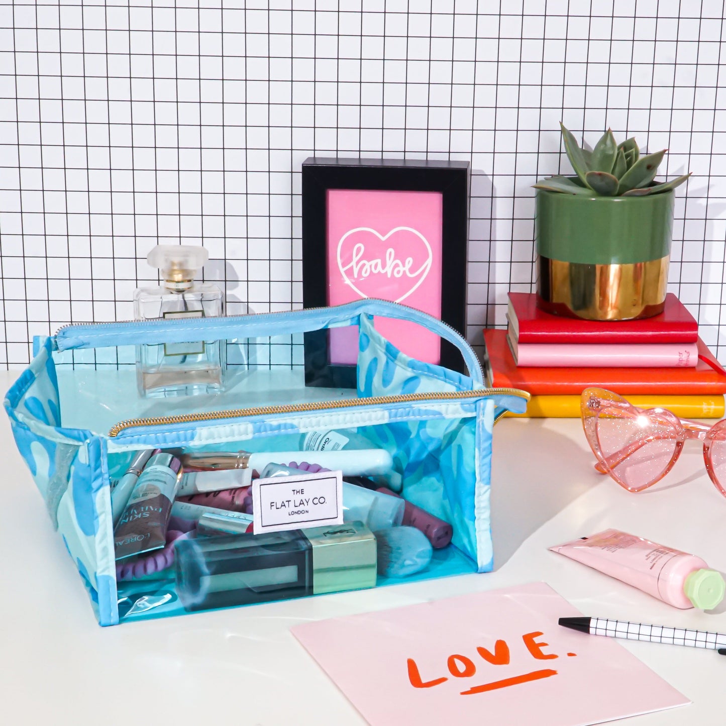 Jelly Flat Lay Makeup Box Bag - Blue Splash