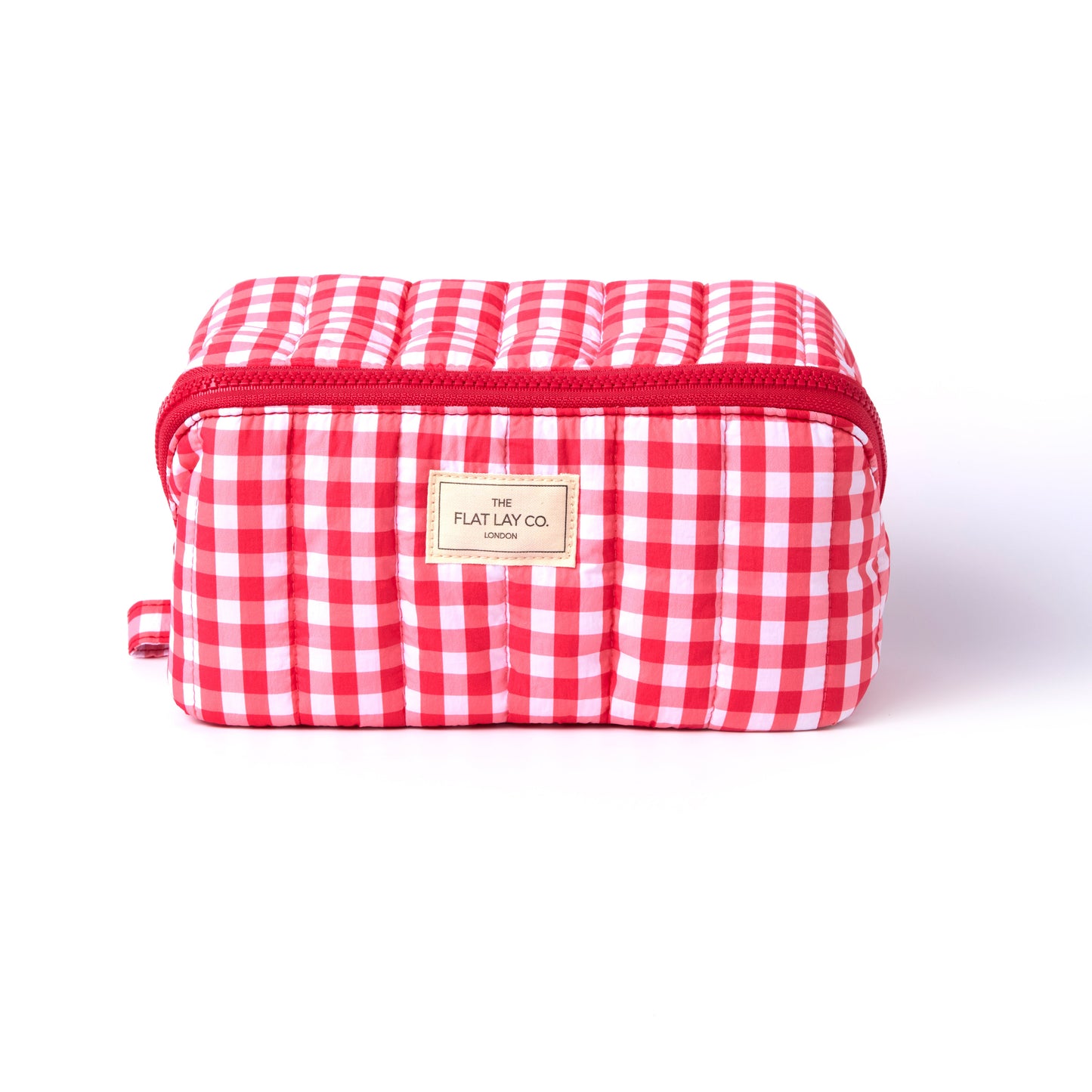 Marshmallow Flat Lay Makeup Box Bag - Red Gingham