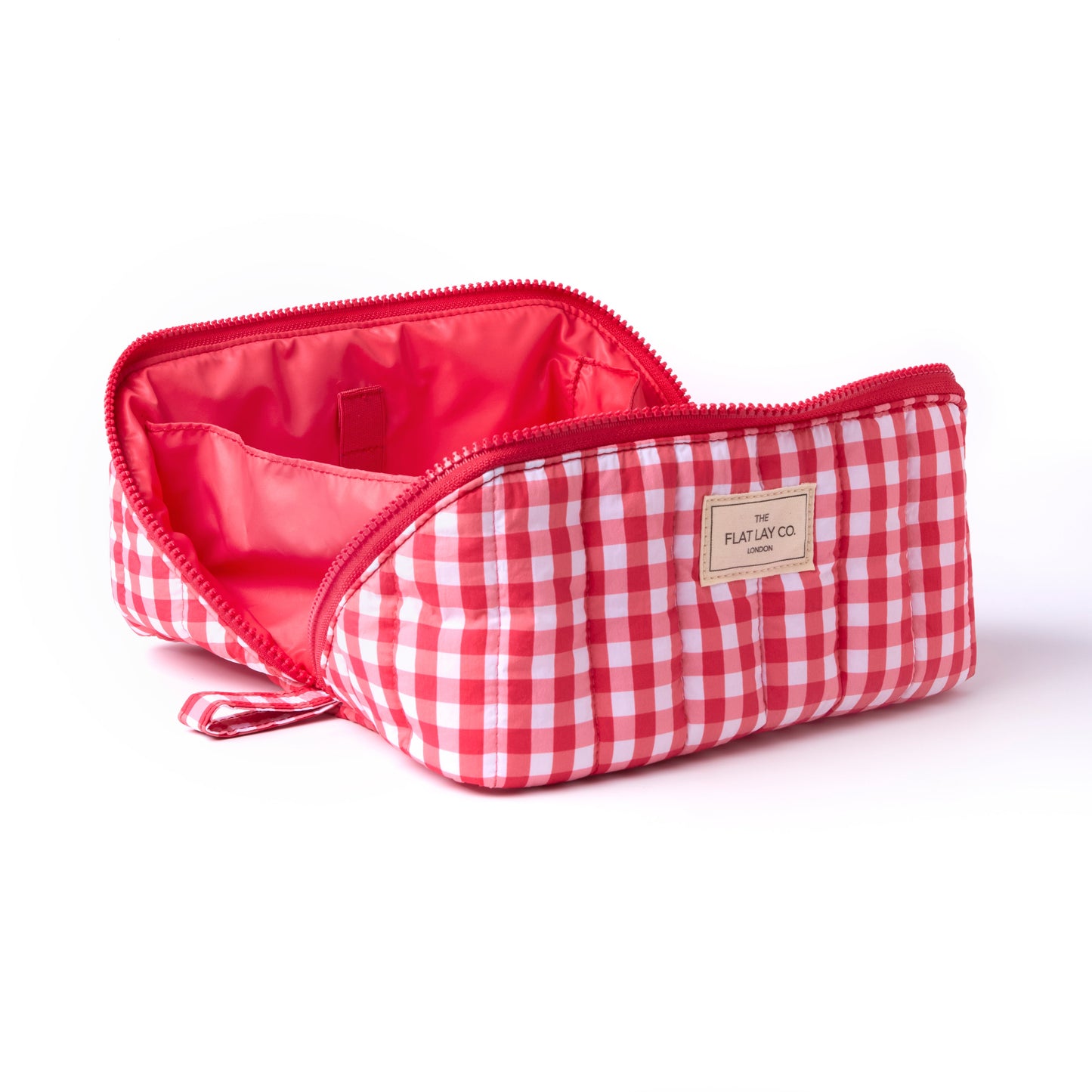 Marshmallow Flat Lay Makeup Box Bag - Red Gingham