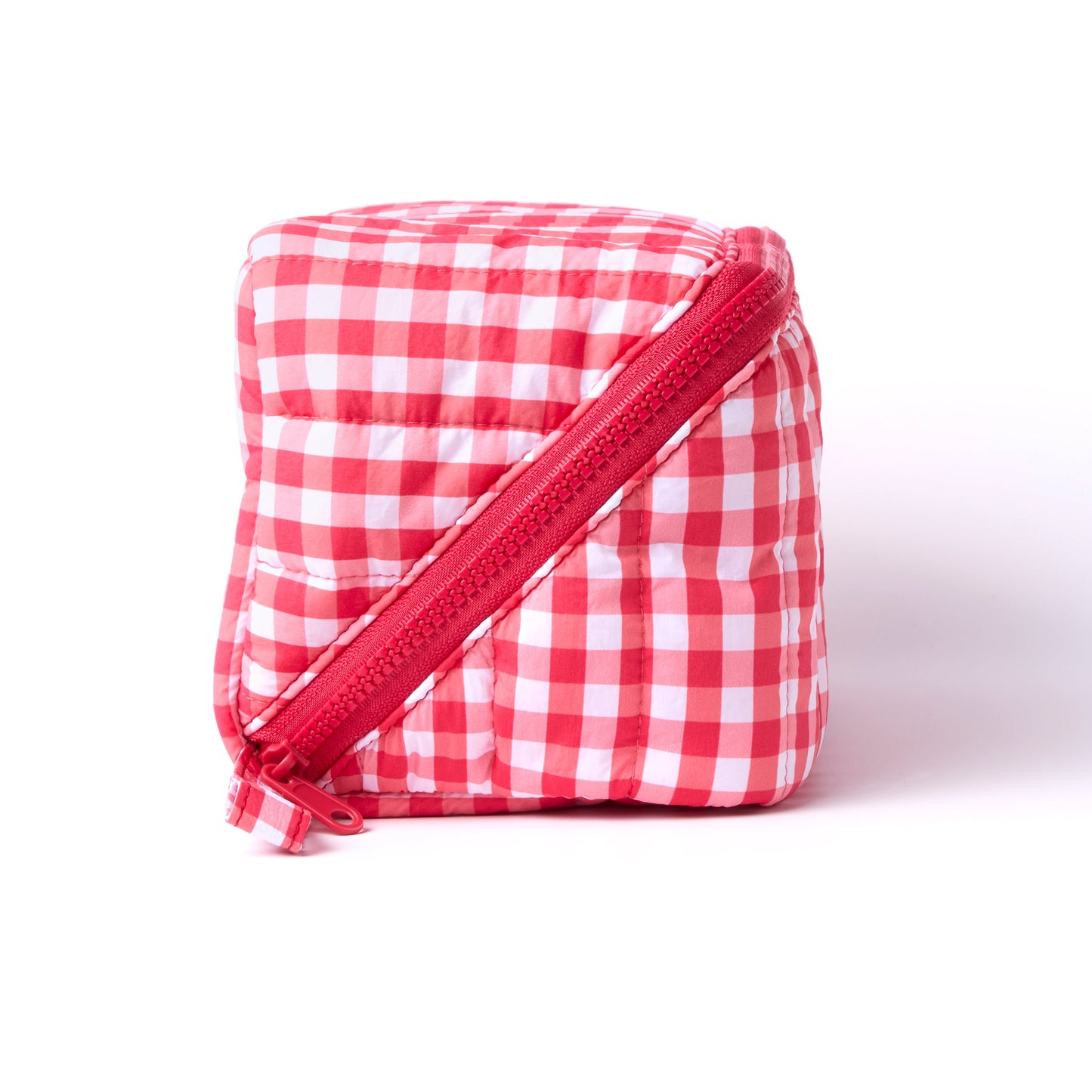 Marshmallow Flat Lay Makeup Box Bag - Red Gingham