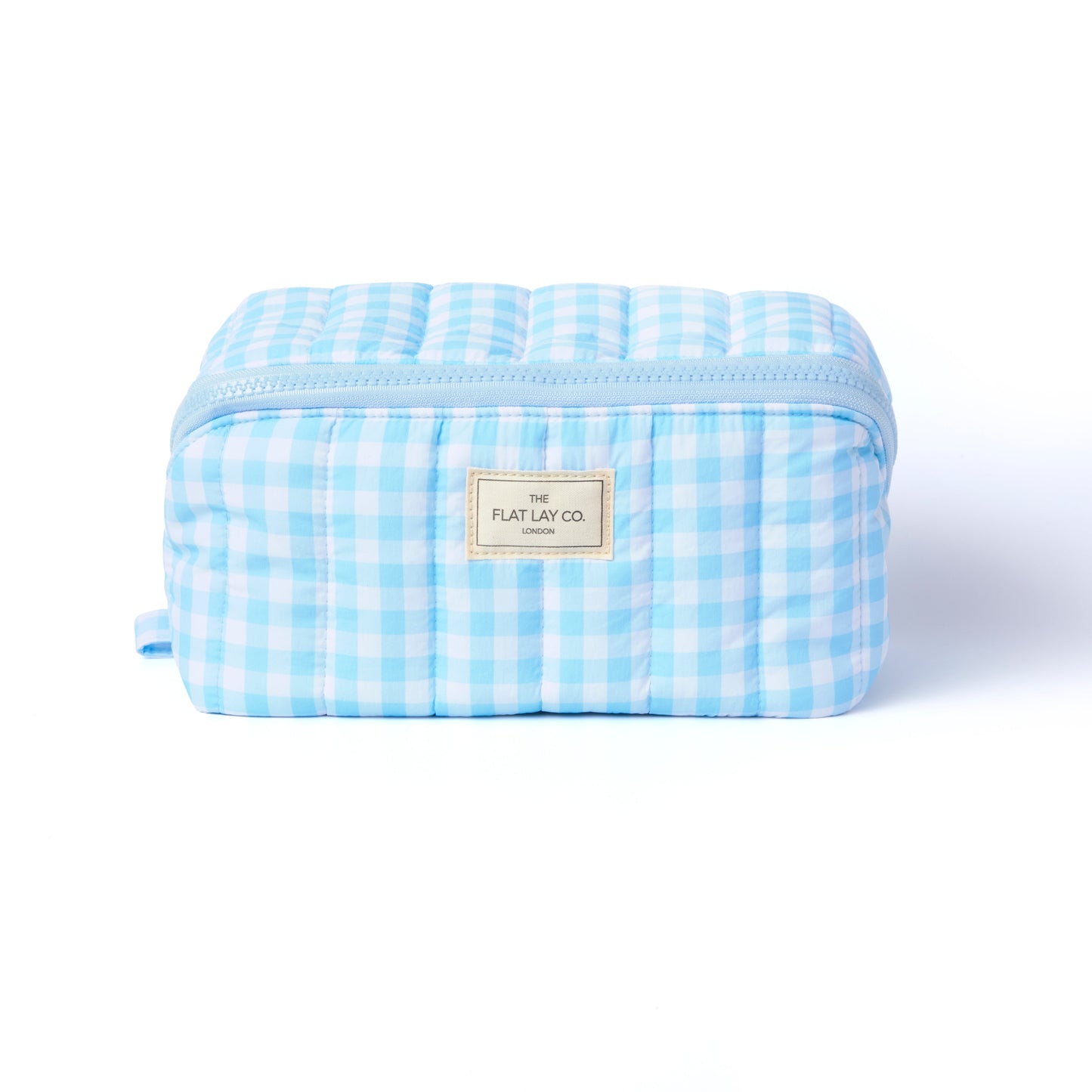 Marshmallow Flat Lay Makeup Box Bag - Blue Gingham