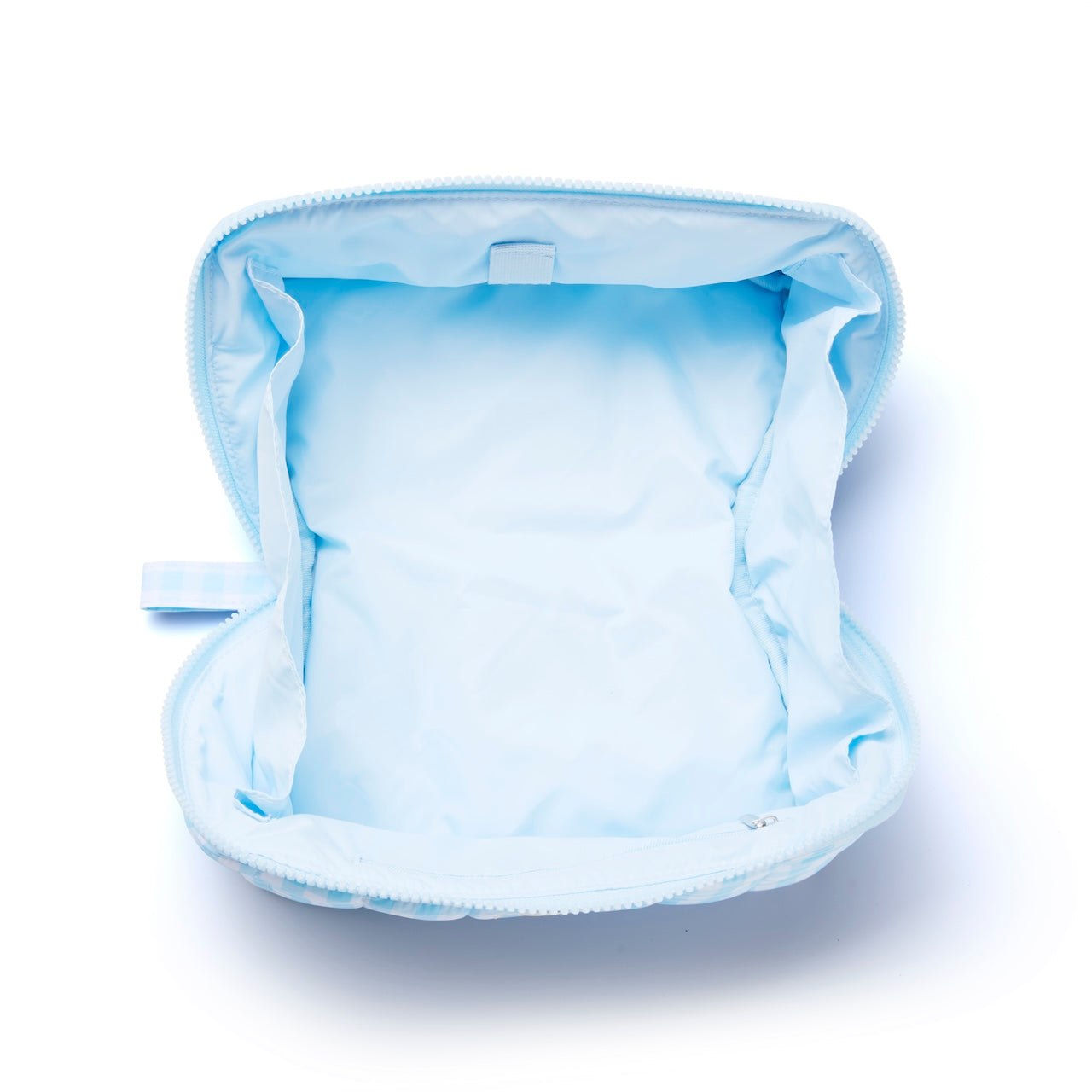 Marshmallow Flat Lay Makeup Box Bag - Blue Gingham