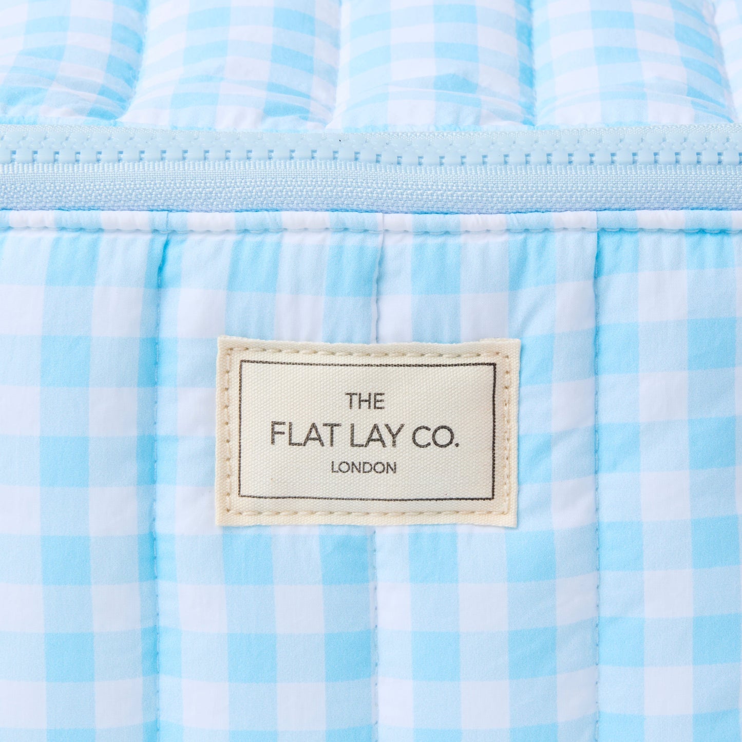 Marshmallow Flat Lay Makeup Box Bag - Blue Gingham