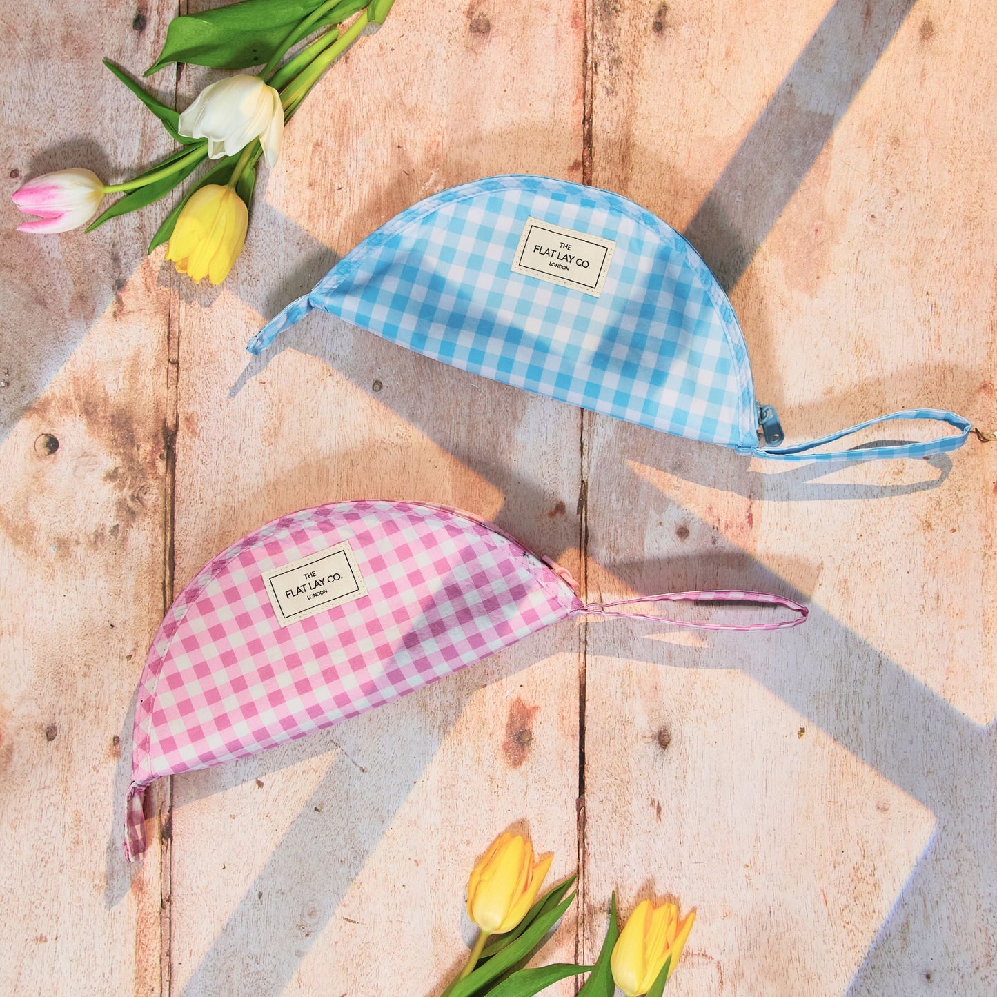 Parachute Lunar Flat Lay Makeup Pouch - Pink Gingham