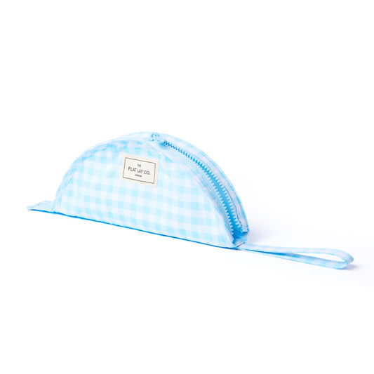 Parachute Lunar Flat Lay Makeup Pouch - Blue Gingham