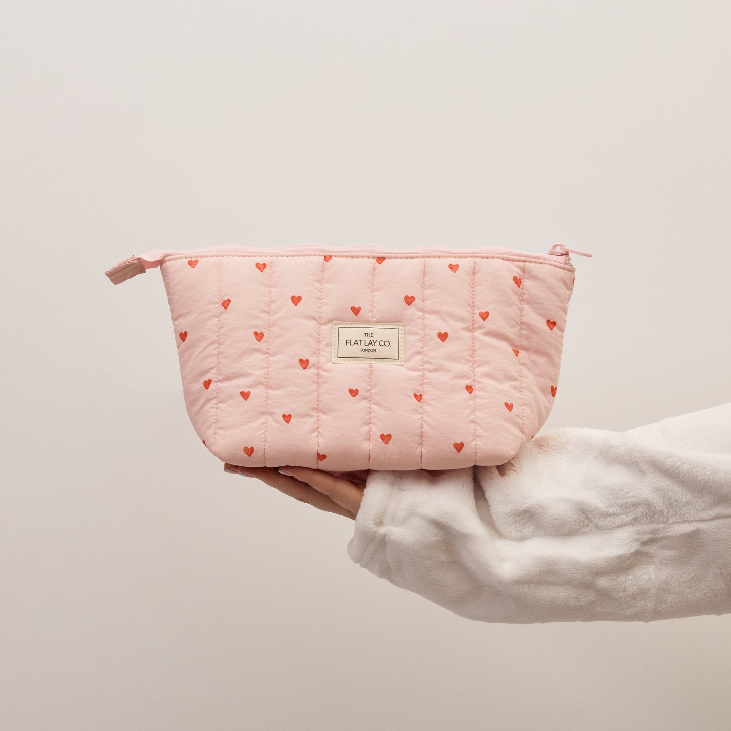 Padded Essential Makeup Pouch - Sweet Pink Hearts
