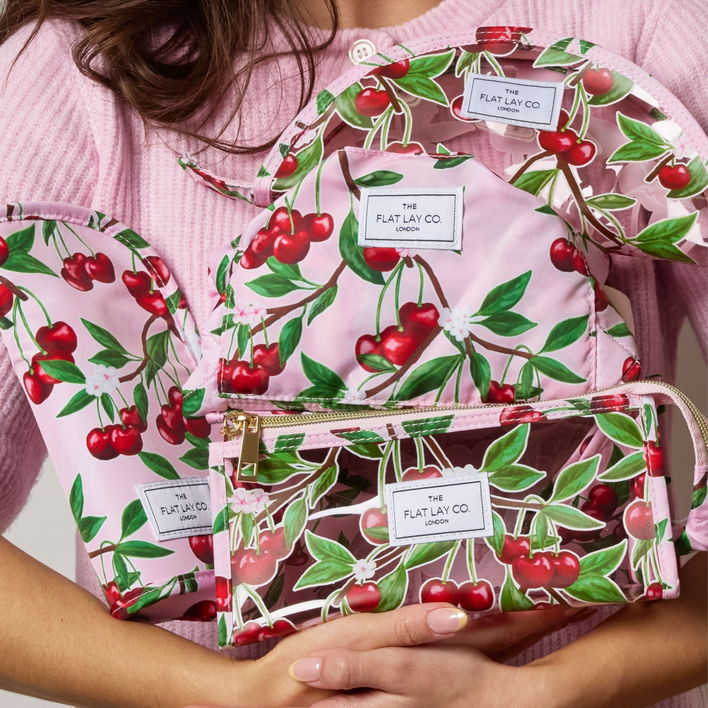 Standing Makeup Brush Case - Cherries