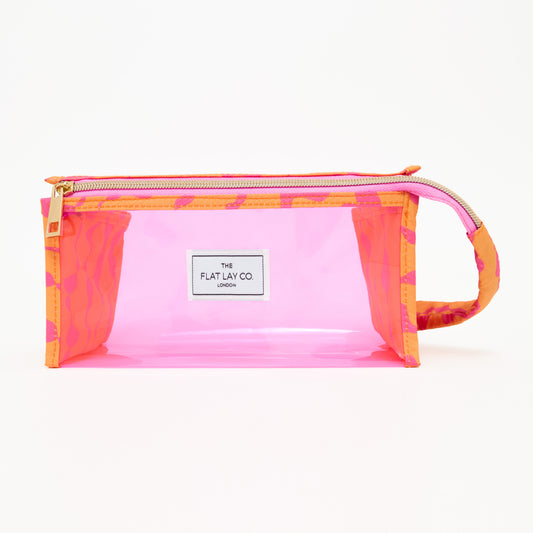 Jelly Flat Lay Makeup Box Bag - Orange Squiggle