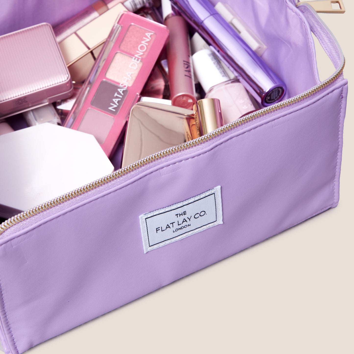 Flat Lay Makeup Box Bag - Vegan Leather Monochrome Lilac