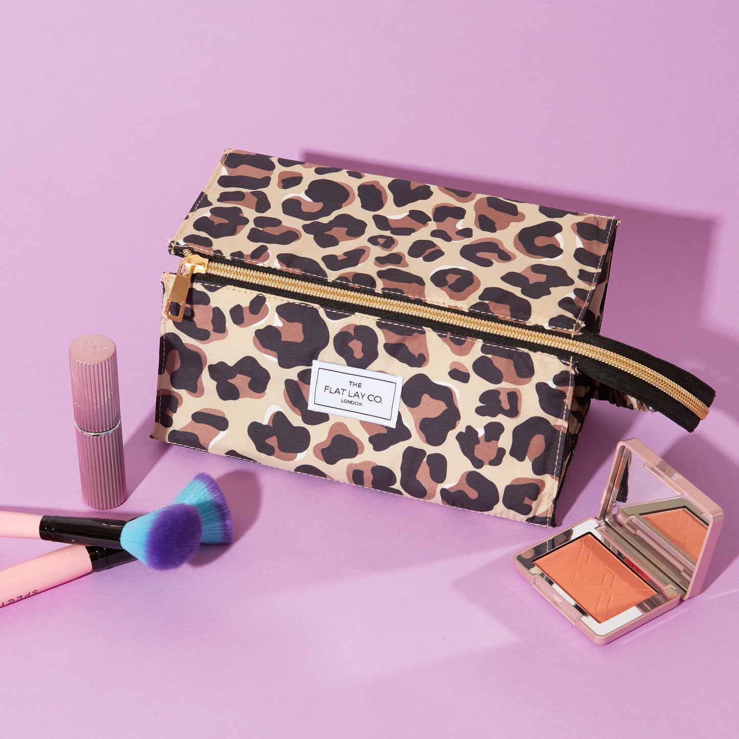 Flat Lay Makeup Box Bag - Leopard Print