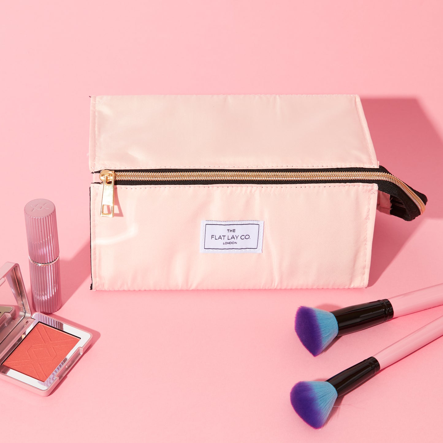 Flat Lay Makeup Box Bag - Blush Pink
