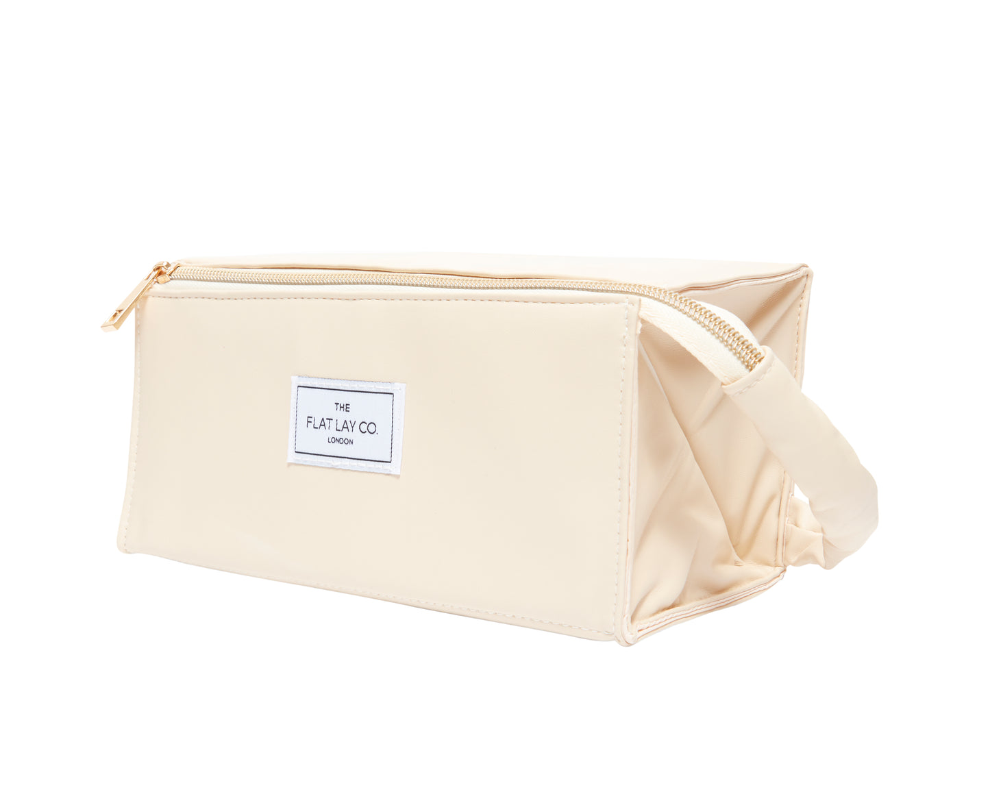 Cream Vegan Leather Open Flat Box Bag
