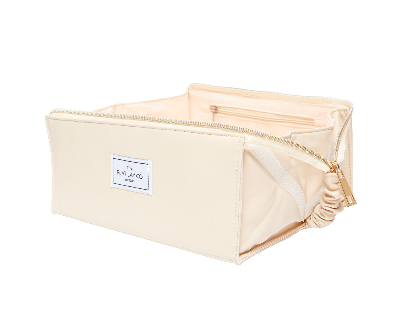 Cream Vegan Leather Open Flat Box Bag
