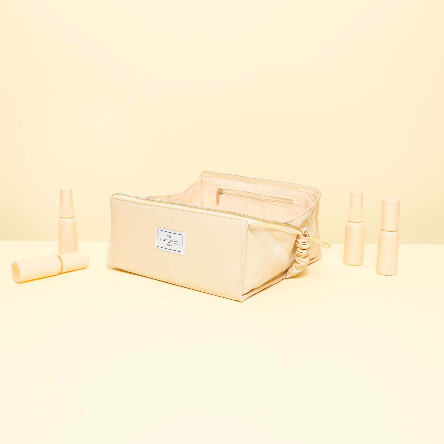 Cream Vegan Leather Open Flat Box Bag