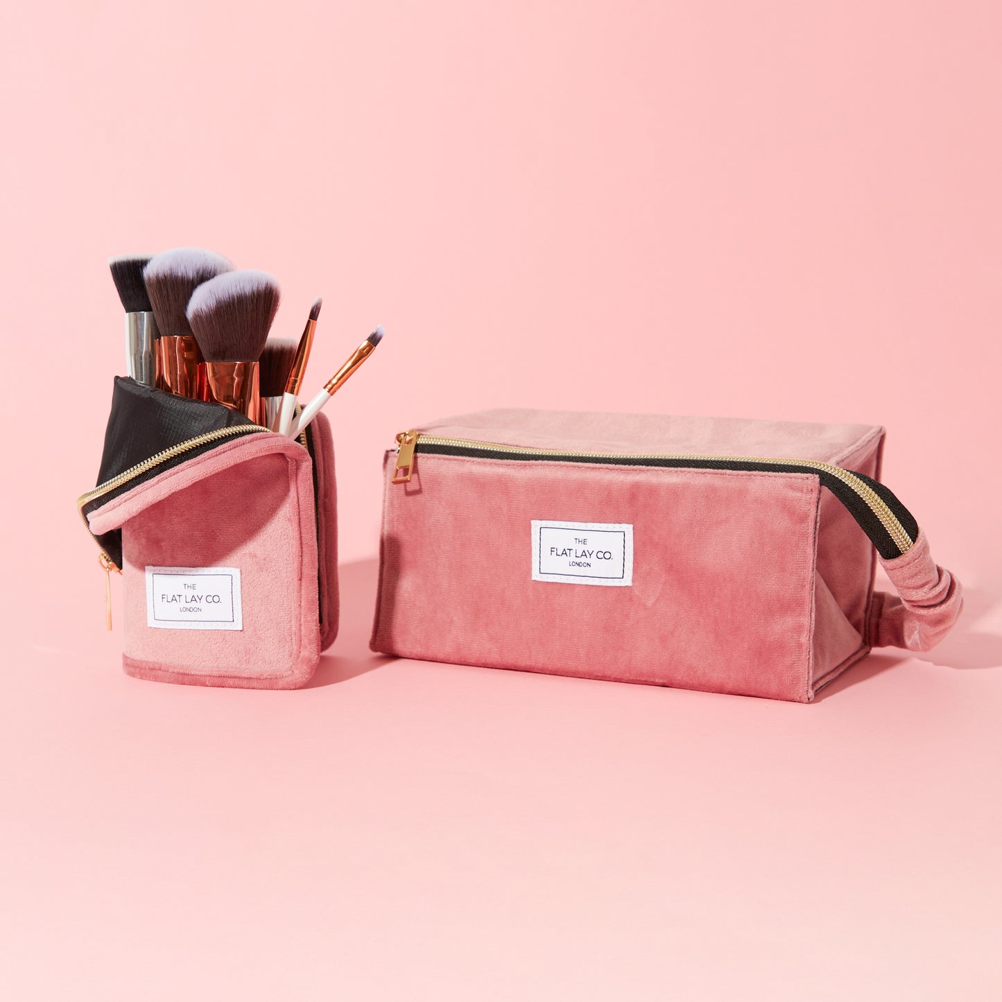 Flat Lay Makeup Box Bag - Pink Velvet