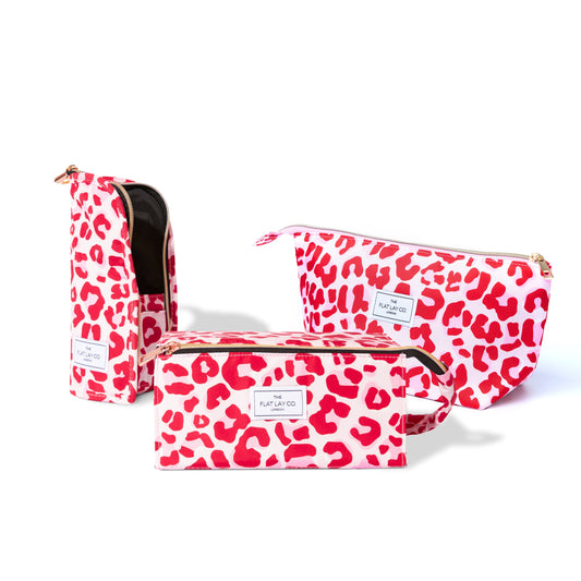 Pink Leopard Makeup Bag Bundle - 3-Pack