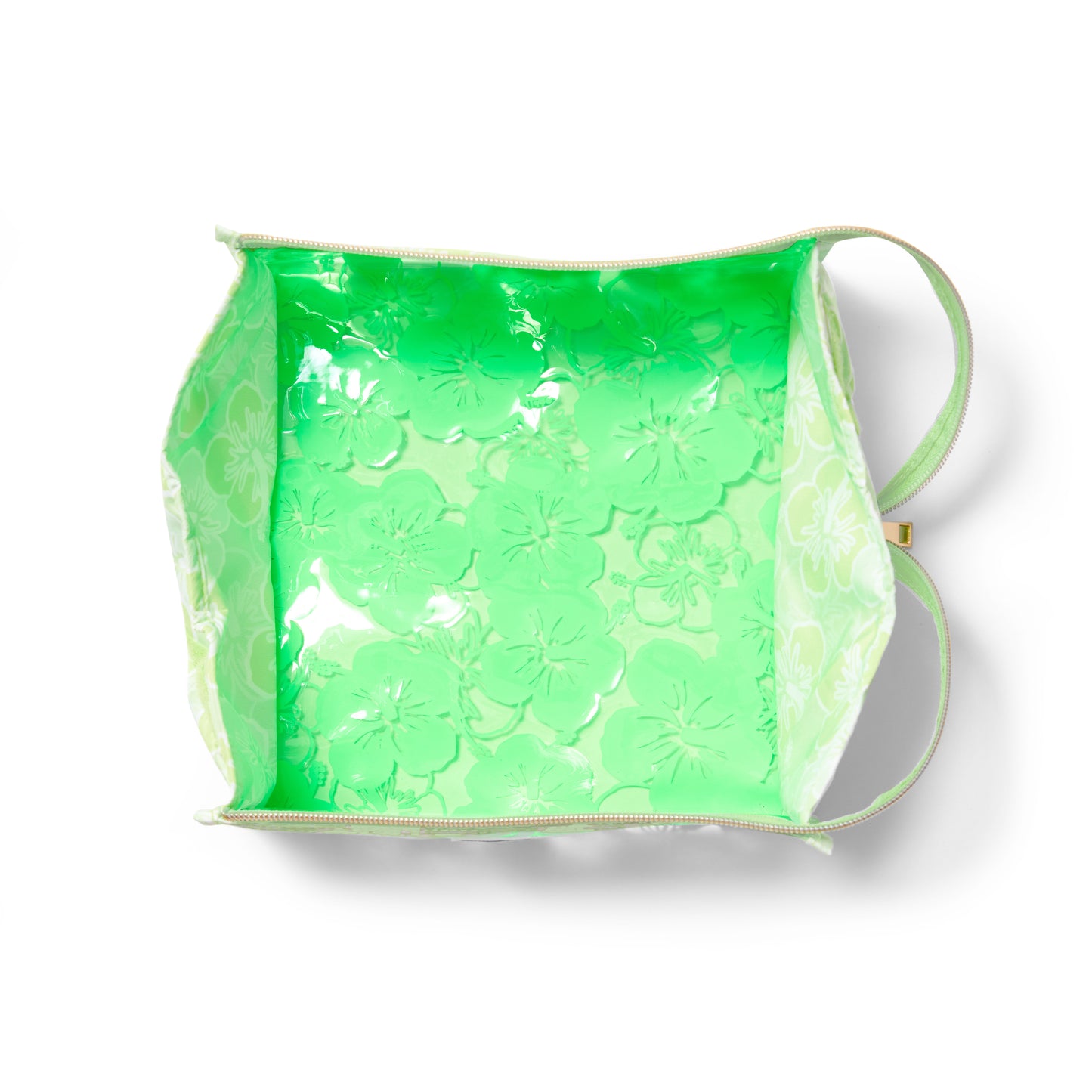 Jelly Open Flat Box Bag in Green Hibiscus