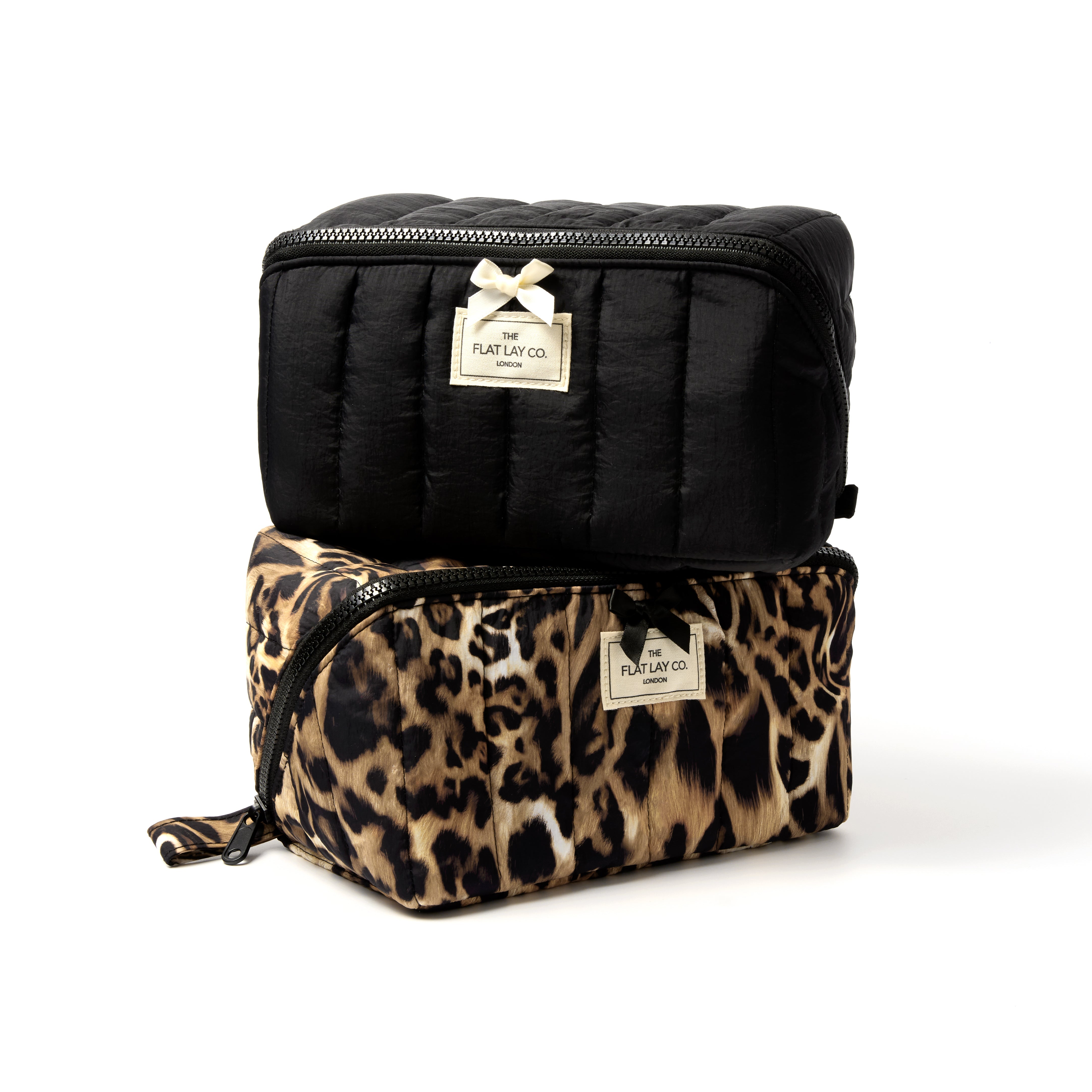 Marshmallow Flat Lay Makeup Box Bag Warped Leopard Print