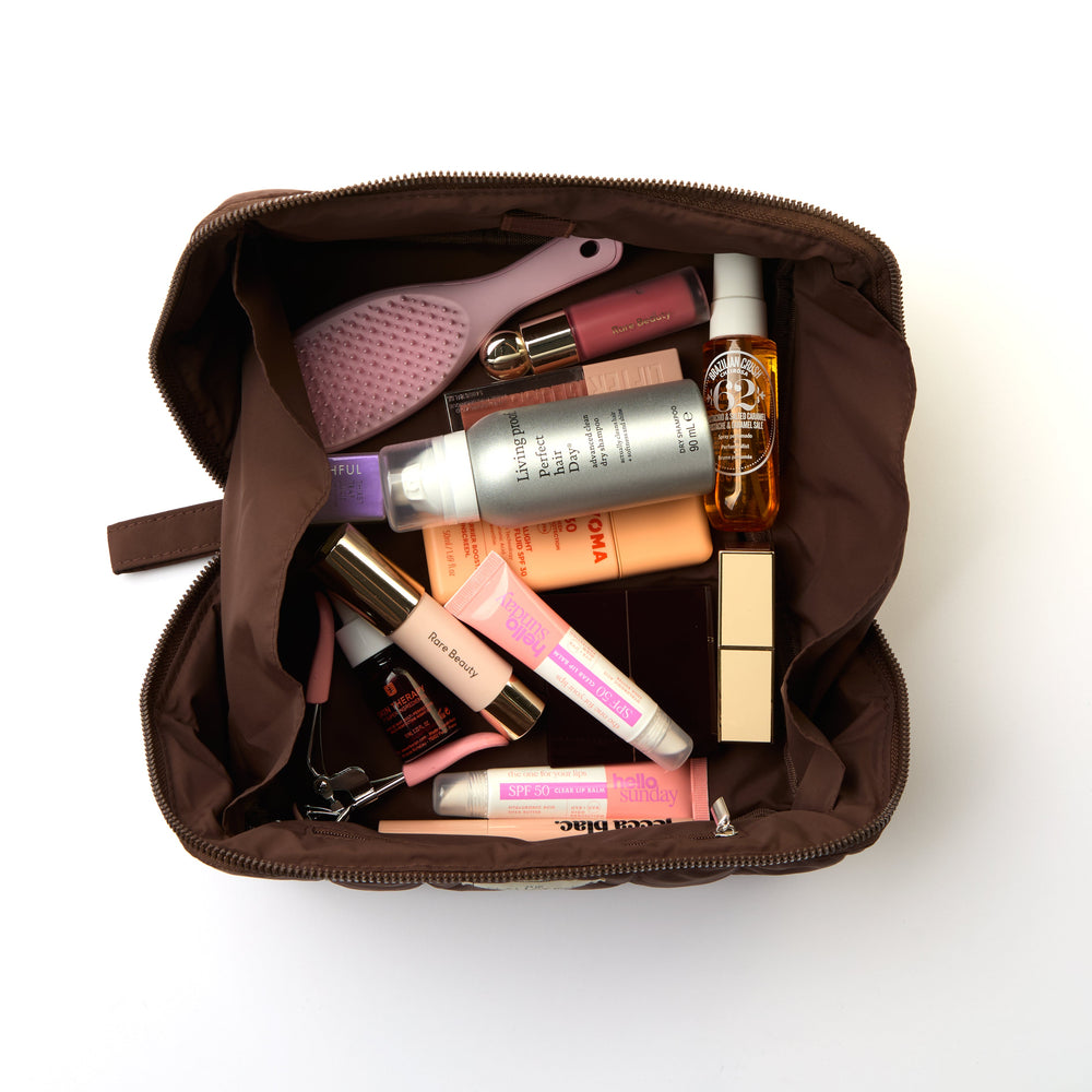 Marshmallow Flat Lay Makeup Box Bag - Espresso