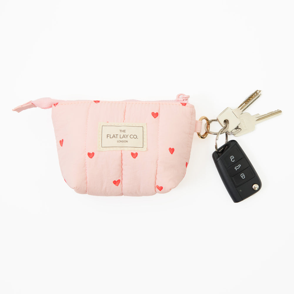 Mini Keyring Pouch - Sweet Pink Hearts