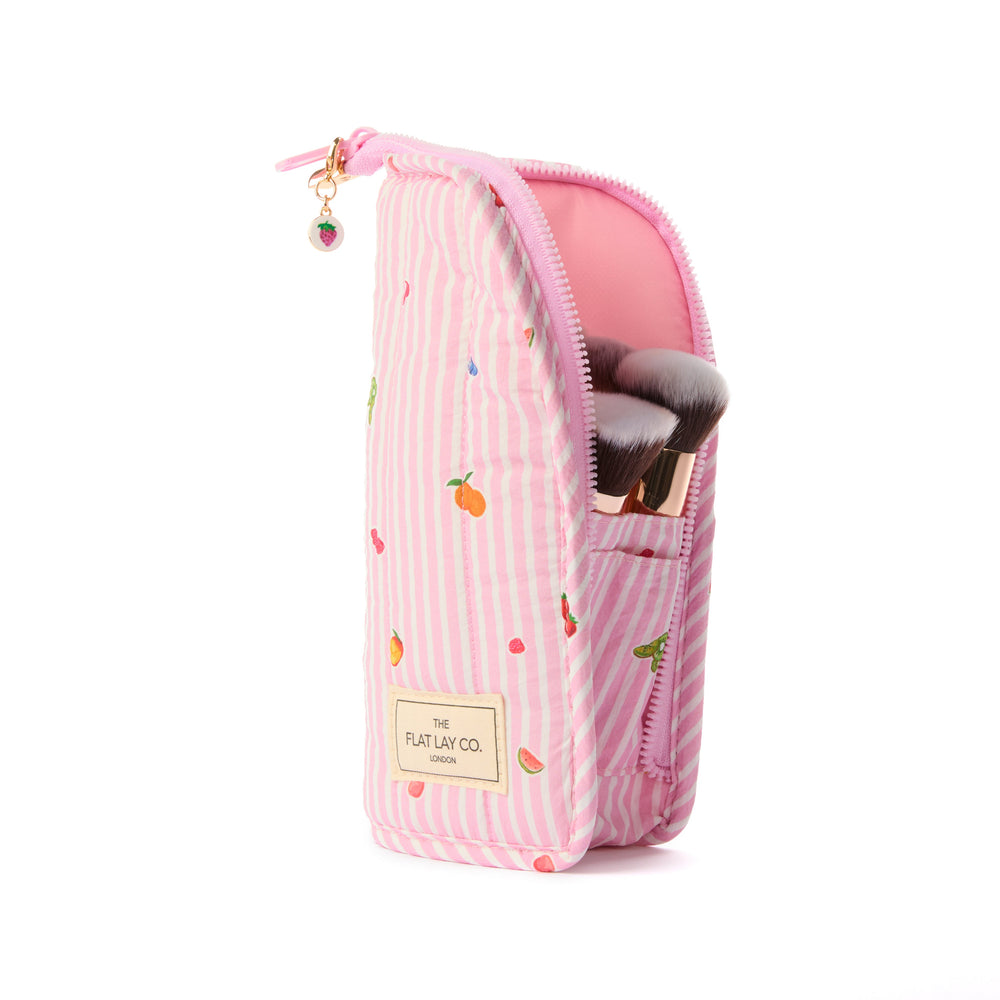 Padded Standing Makeup Brush Case - Frutas