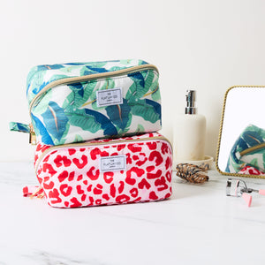 Flat Lay Makeup Box Bag - Tropical Leaves