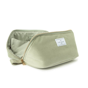 Flat Lay Makeup Box Bag - Sage Green Velvet
