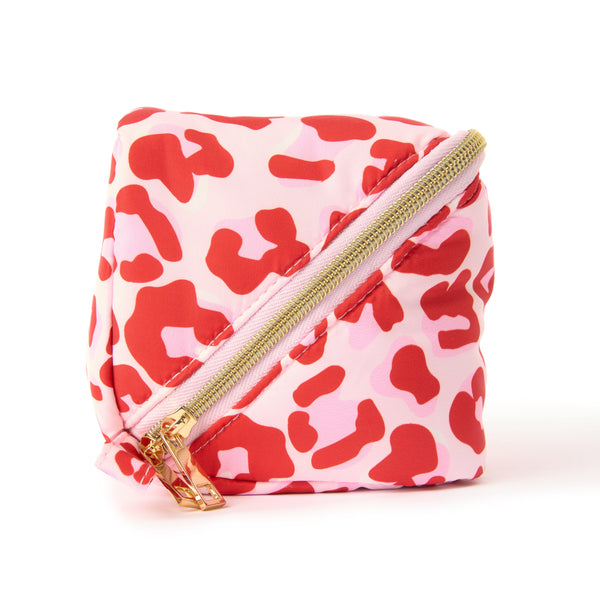 Flat Lay Makeup Box Bag - Pink Leopard