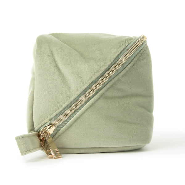Flat Lay Makeup Box Bag - Sage Green Velvet